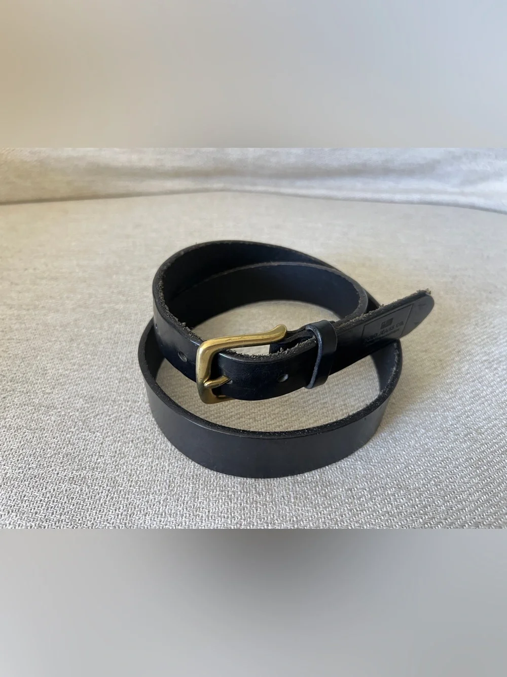 Polo Jeans Co Ralph Lauren Vintage Black Leather Belt Solid Brass Buckle S/M
